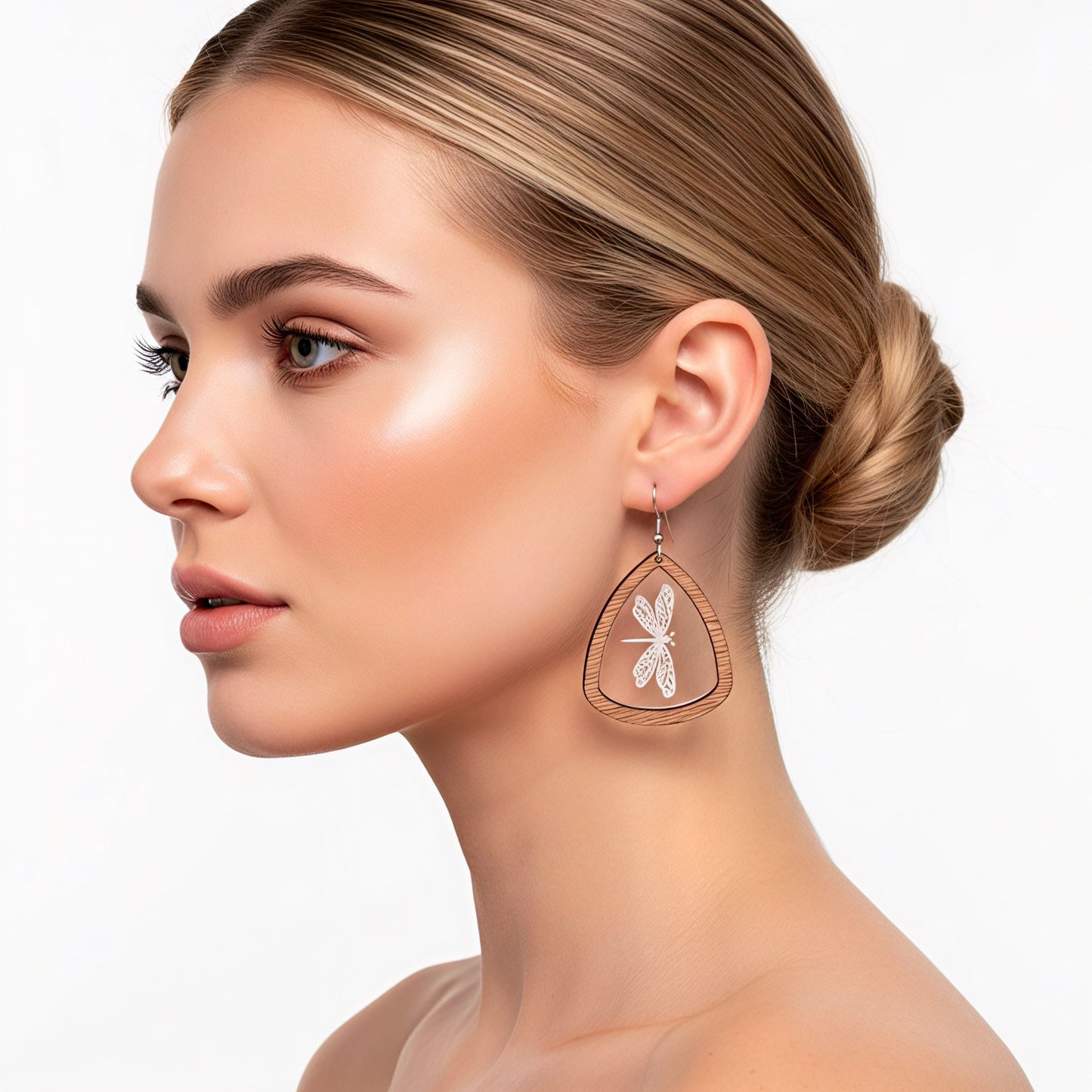 Triangle shape dragonfly earrings