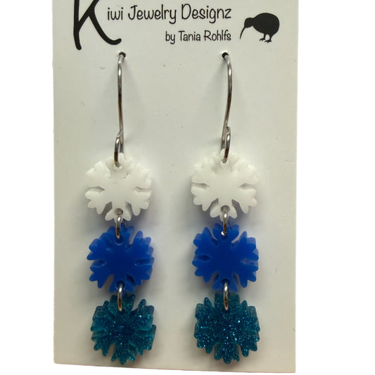 Acrylic snowflake drop earrings