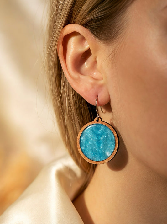 Round blue skies earrings
