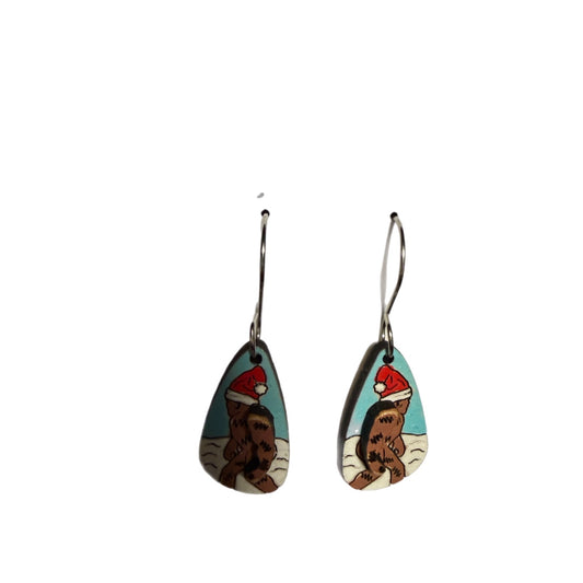 Bigfoot Christmas small earrings