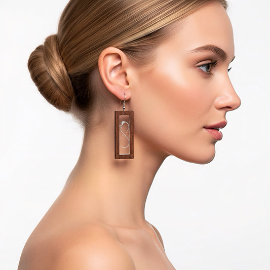 Rectangle Infinity hearts earrings