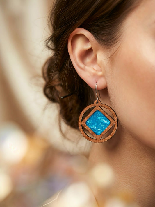 Round/Diamond blue sky earring