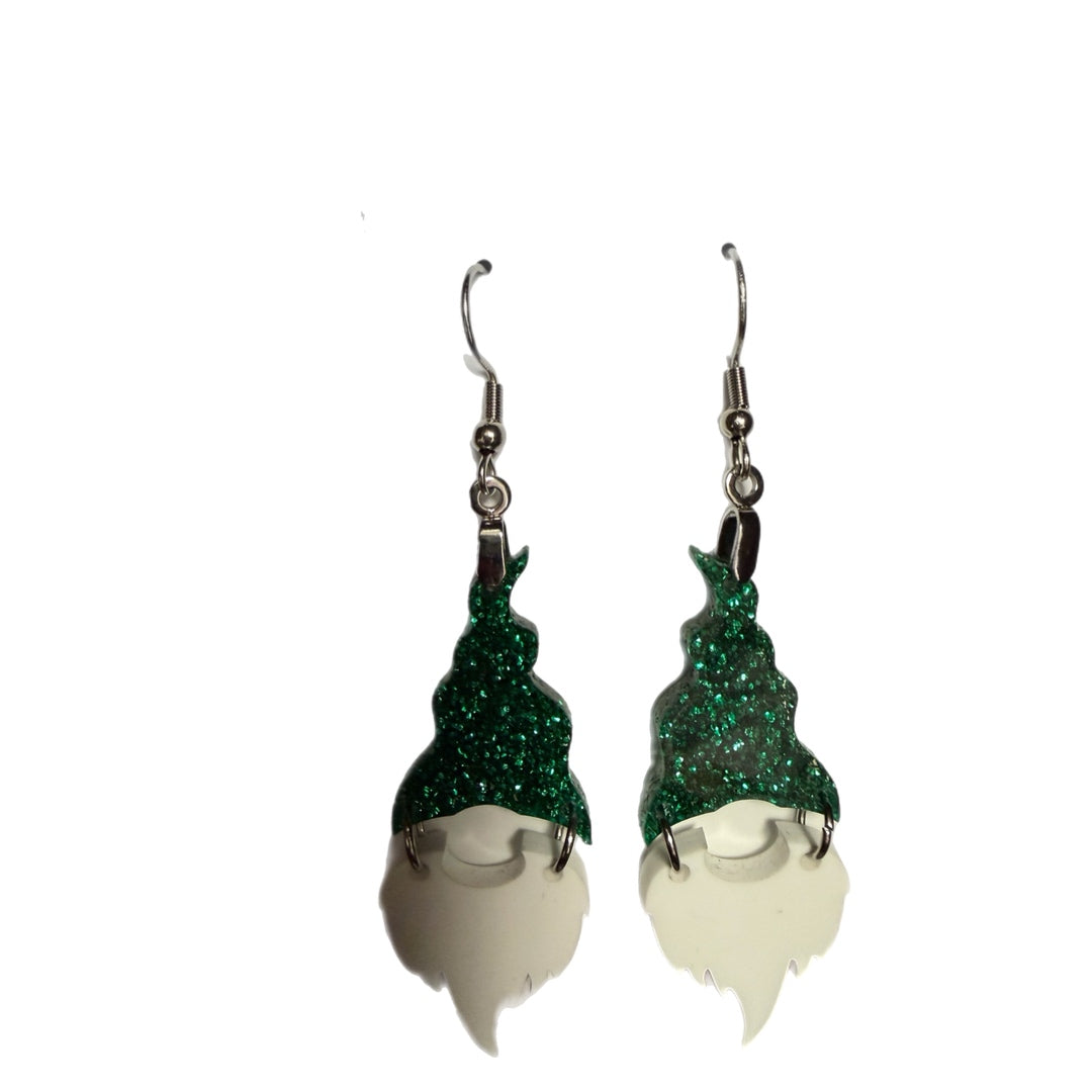 Hat/Beard Green drop earrings