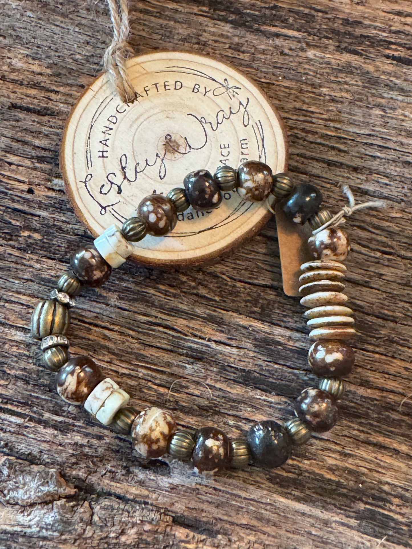 White Turquoise and African bead Stretch Bracelet