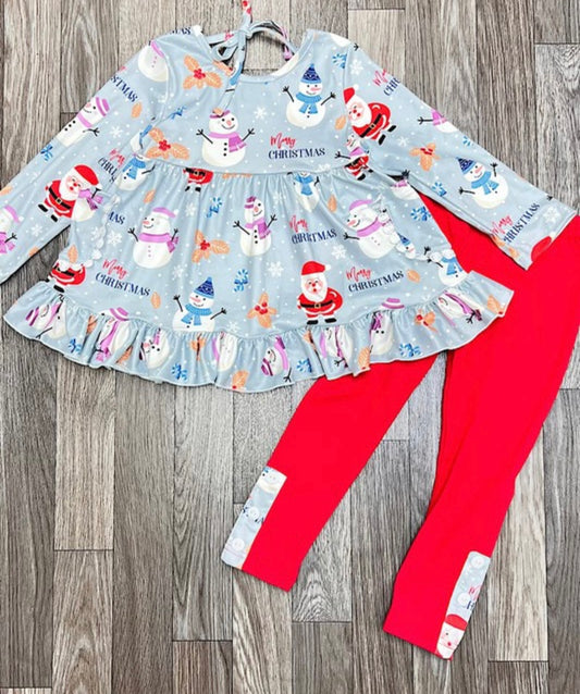 Little Girls Santa Pant Set