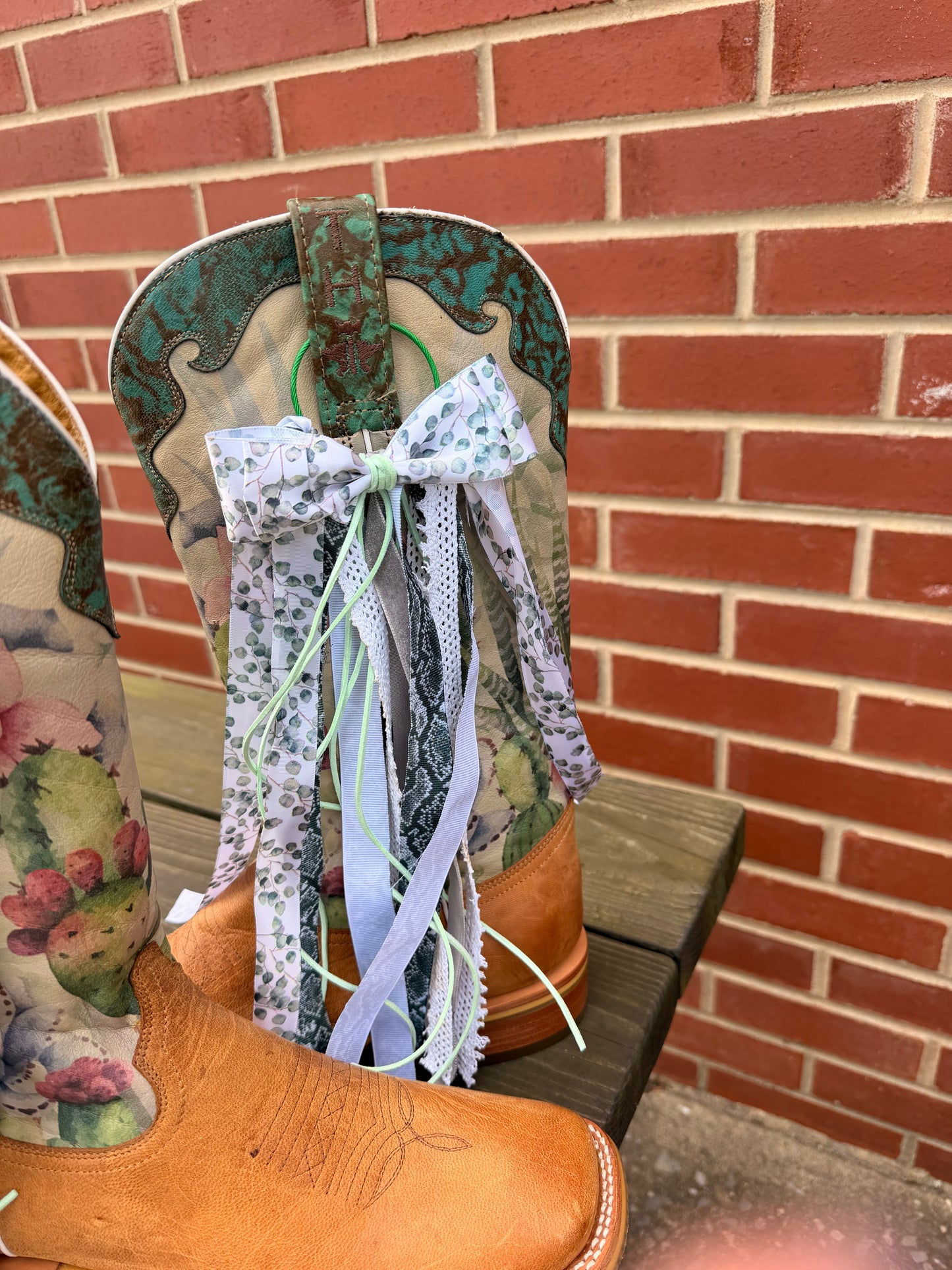 Moss and Mint Green Custom Boot Bows