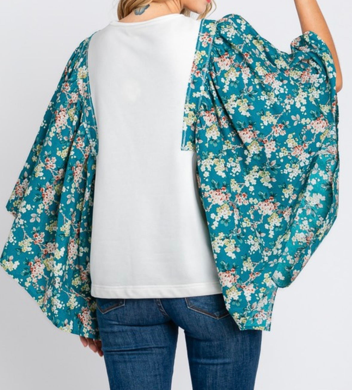 Floral Flutter Sleeve Blouse