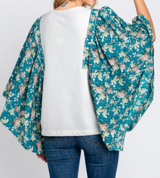 Floral Flutter Sleeve Blouse