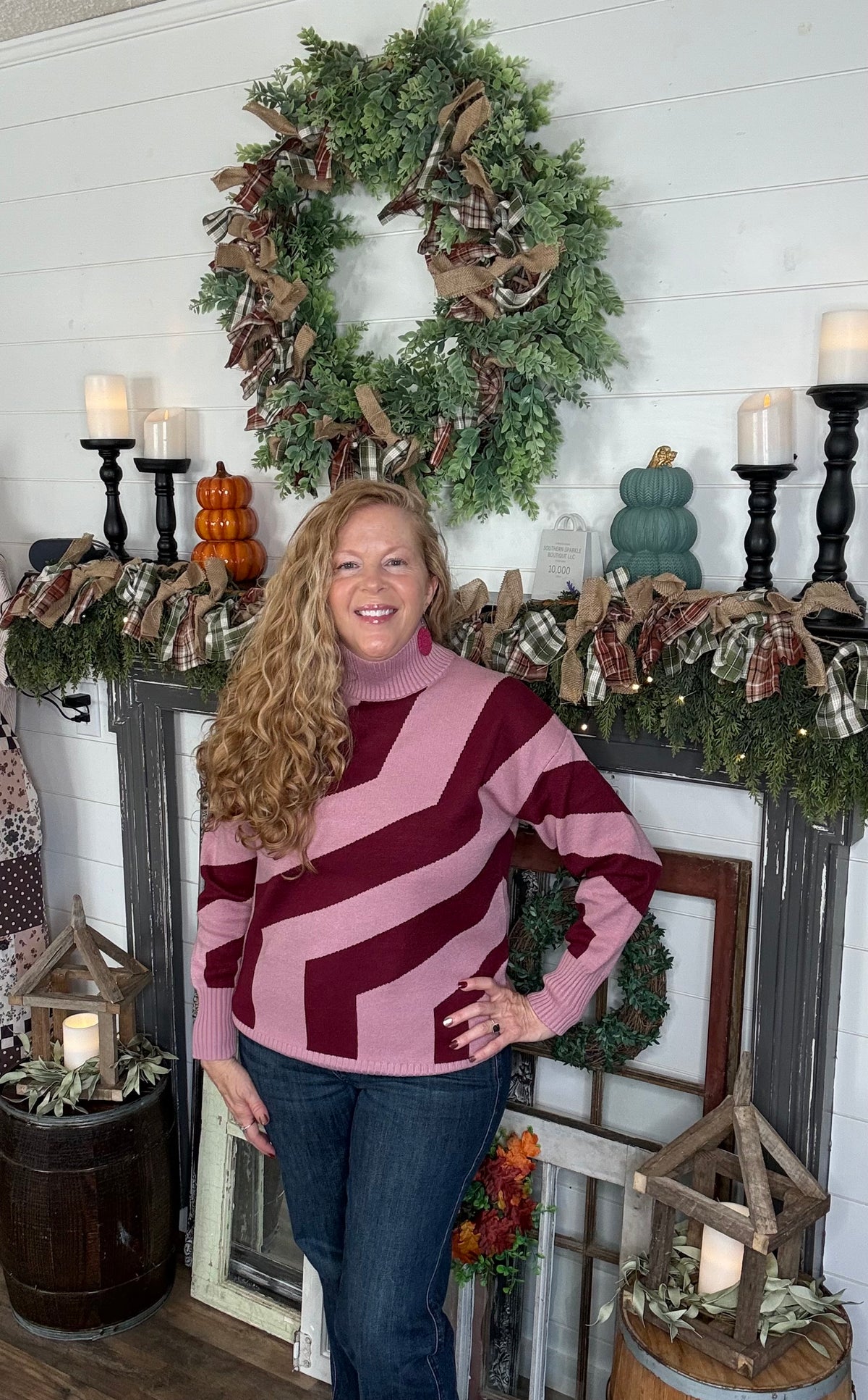 Berry Mock Neck Sweater