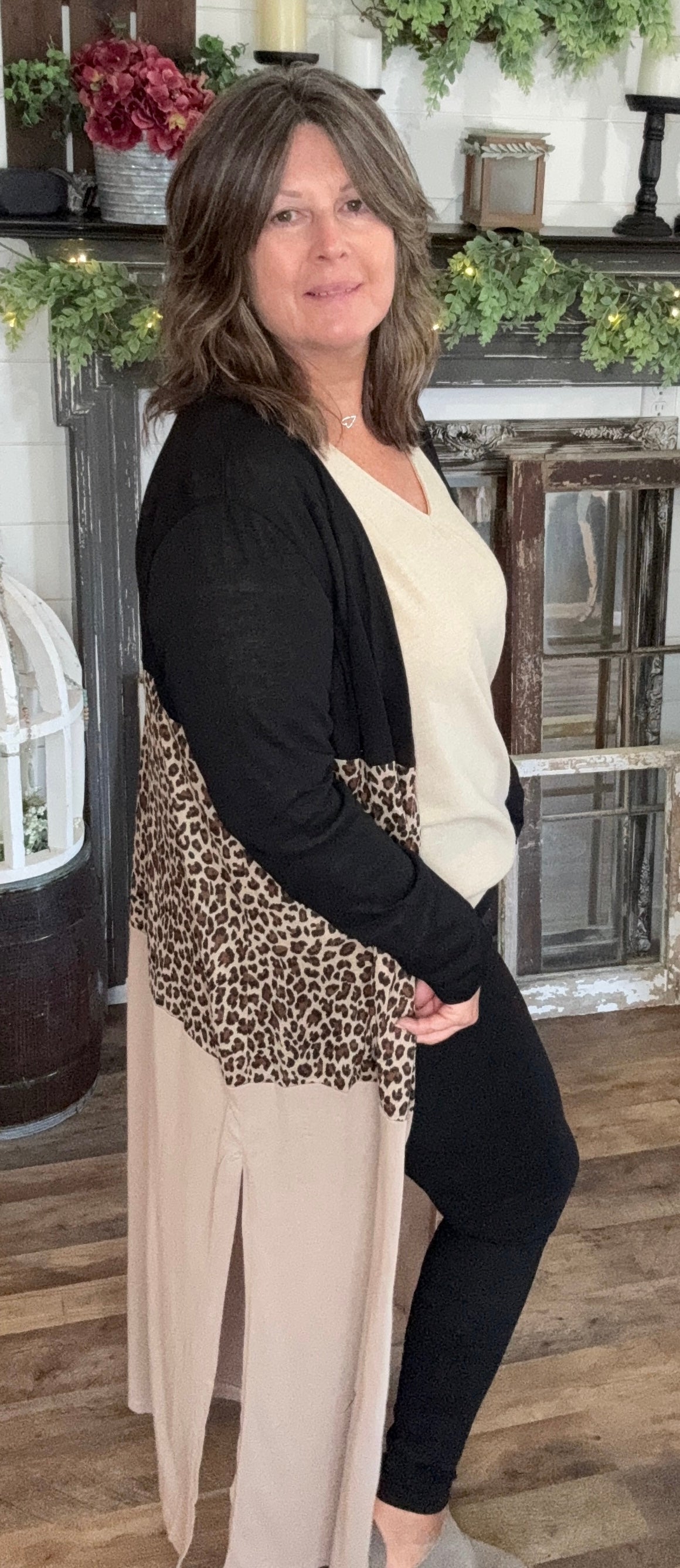 Cheetah Blocked Colored Cardigan
