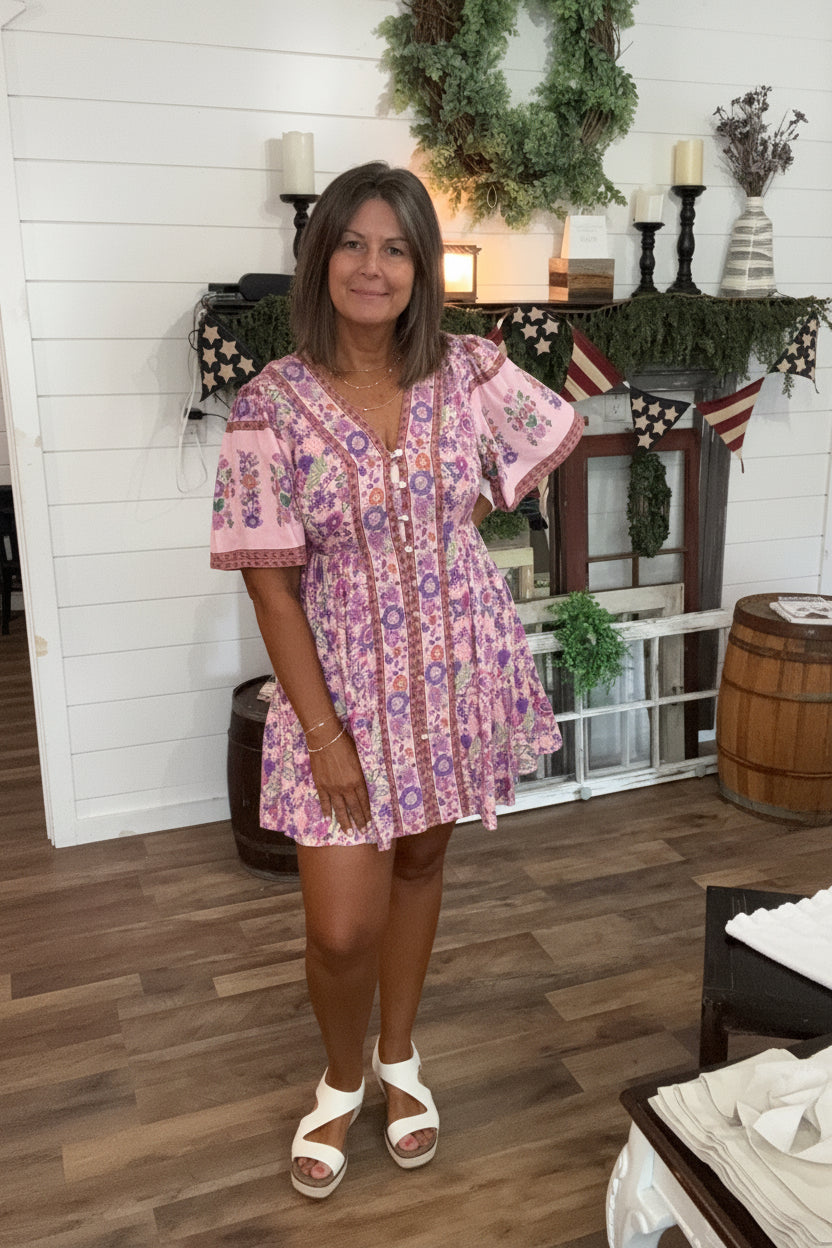 Sweet Berry Blush Mini Dress