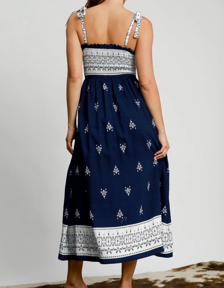 Shari Shirred Midi Dress