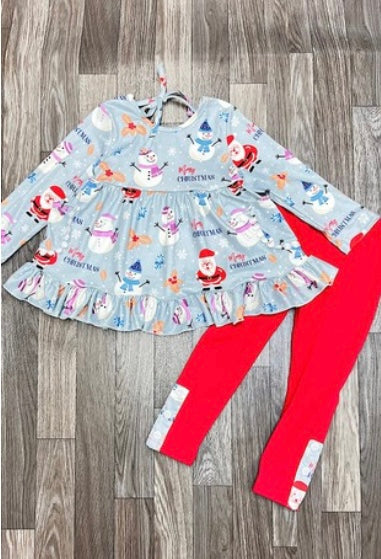 Little Girls Snowman Pant Set