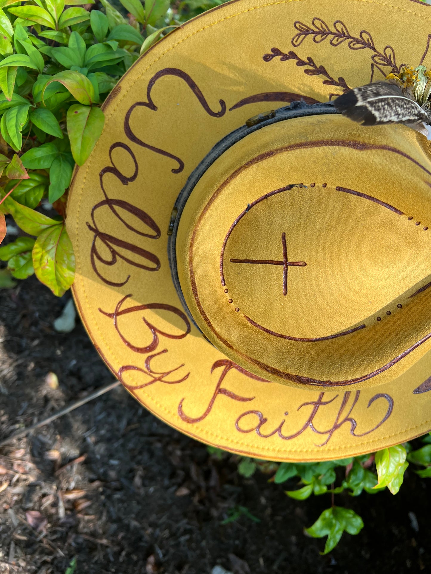 Walk By Faith Mustard Colored Vegan Suede Rancher Hat