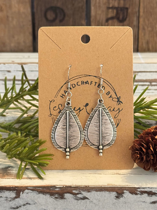 Silver brushed teardrop metal Earrings