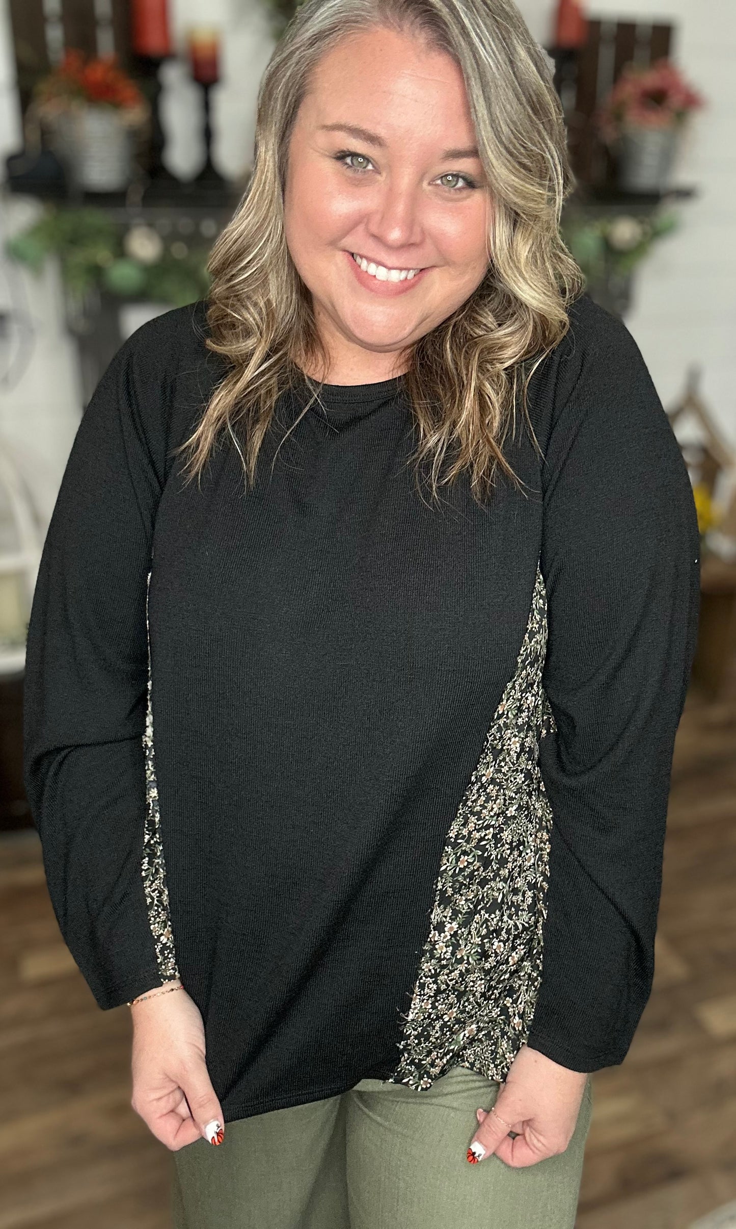 Sabrina Solid and Floral Top