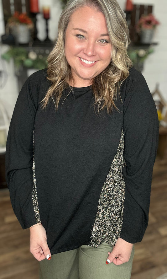 Sabrina Solid and Floral Top