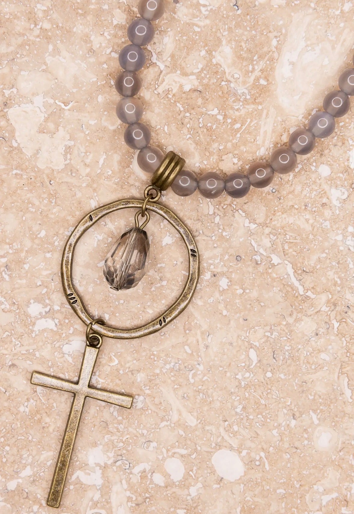 Gianna Crystal and Cross Necklace
