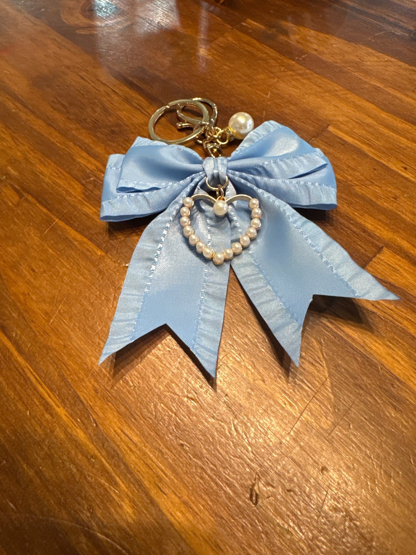 Bow Purse Charms with Pearl Hearts