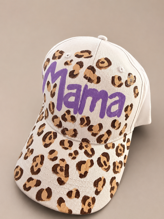 Mama Leopard Print Hand-Painted Baseball Cap