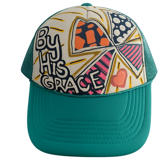 By His Grace Hand Painted Trucker Hat