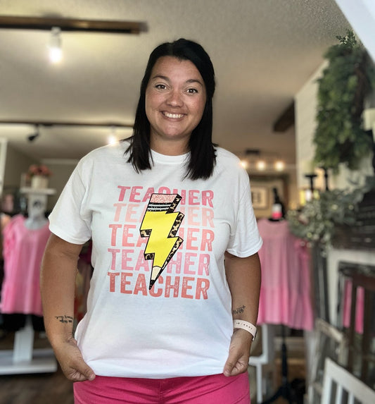 Teacher Lighting Pencil Tee