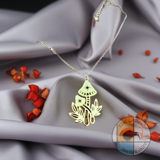 Two Toadstools pendant necklace