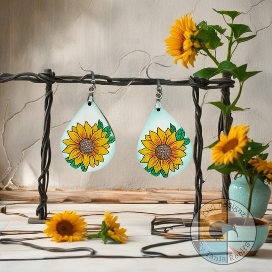 Single Sunflower tear drop earring
