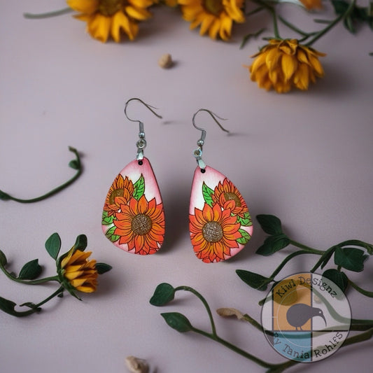 Double Sunflower drop earrings