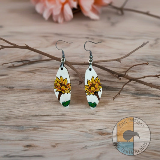 Sunflower single flower drop earrings