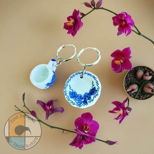 Tea Cup & Saucer hoop earrings