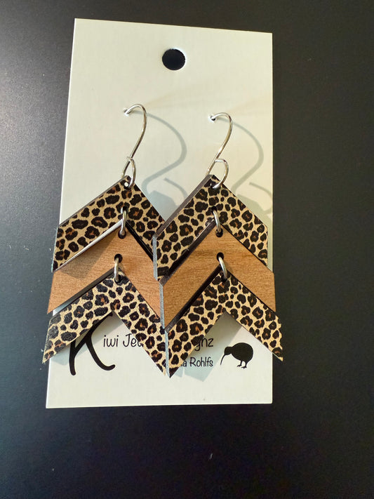 Custom Chevron Leopard drop earrings