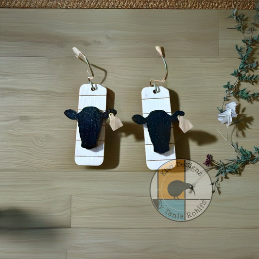 Cow head with tag earrings