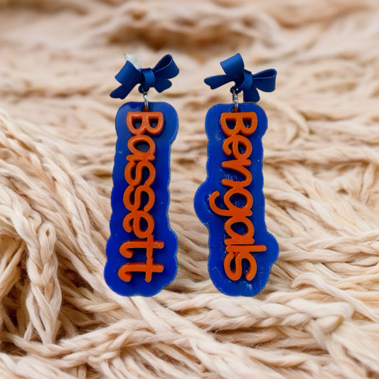 Bow top Bassett Bengals earrings