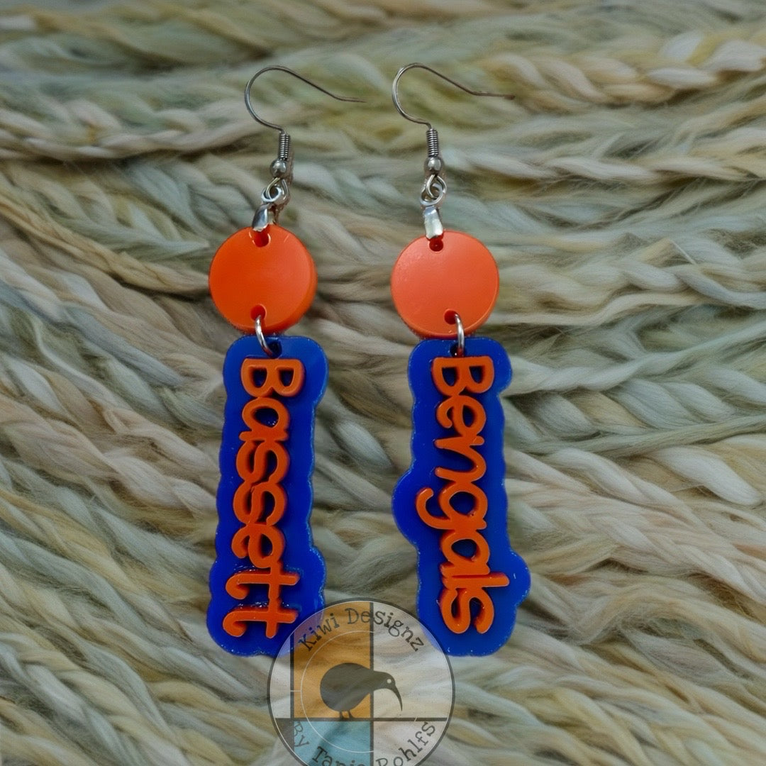 Bassett Bengals hook earrings