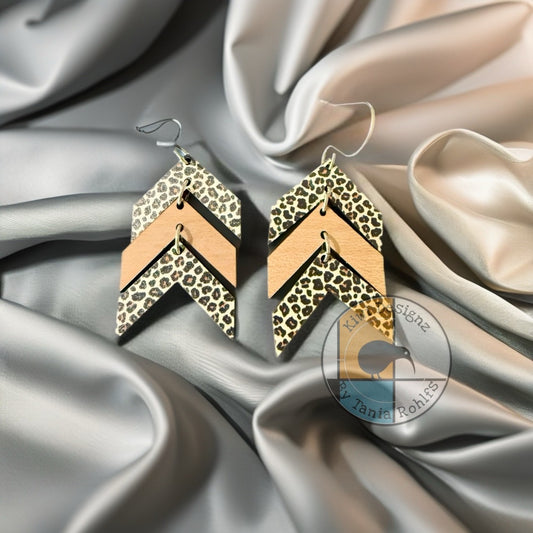 Chevron Leopard print dangle earrings