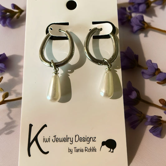 Hoop earrings with Pearl drop earrings
