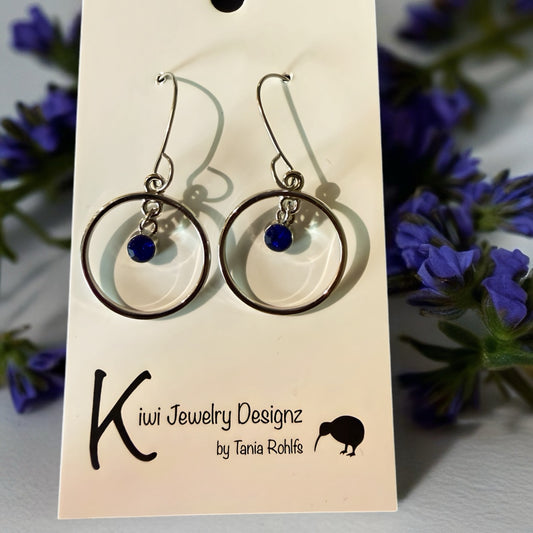 Dangle circles with hanging crystal earrings