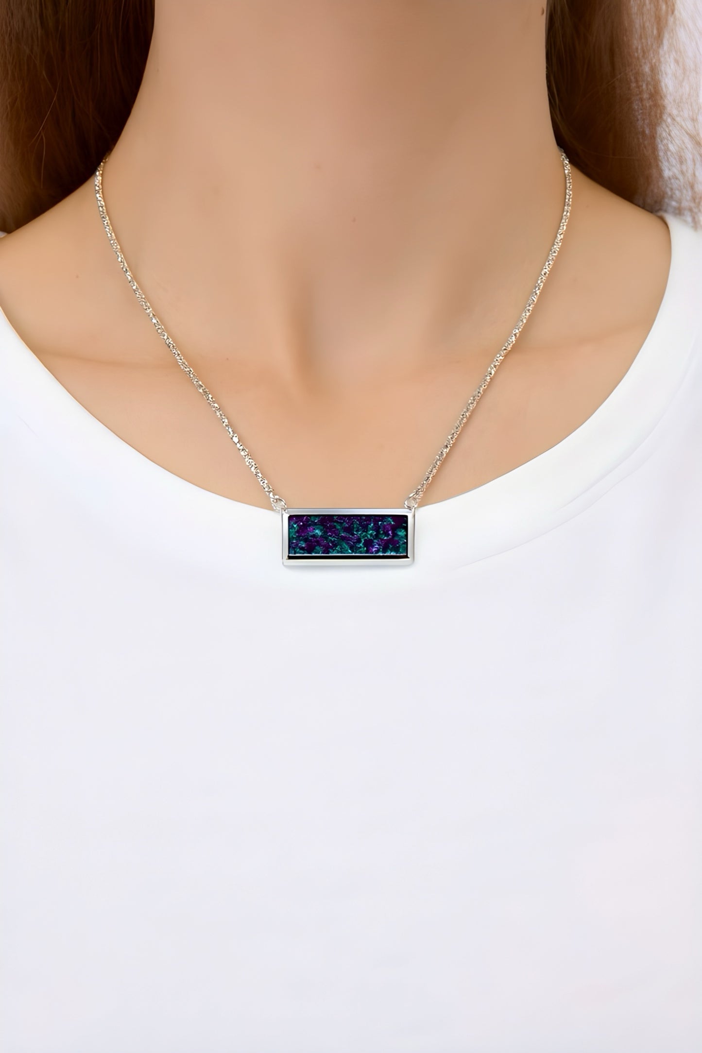 Abalone dragon skin rectangle pendant necklace