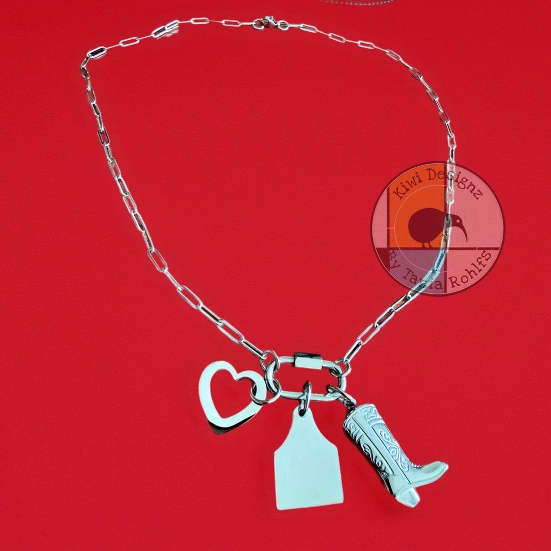 Charm Holder Necklace - Silver