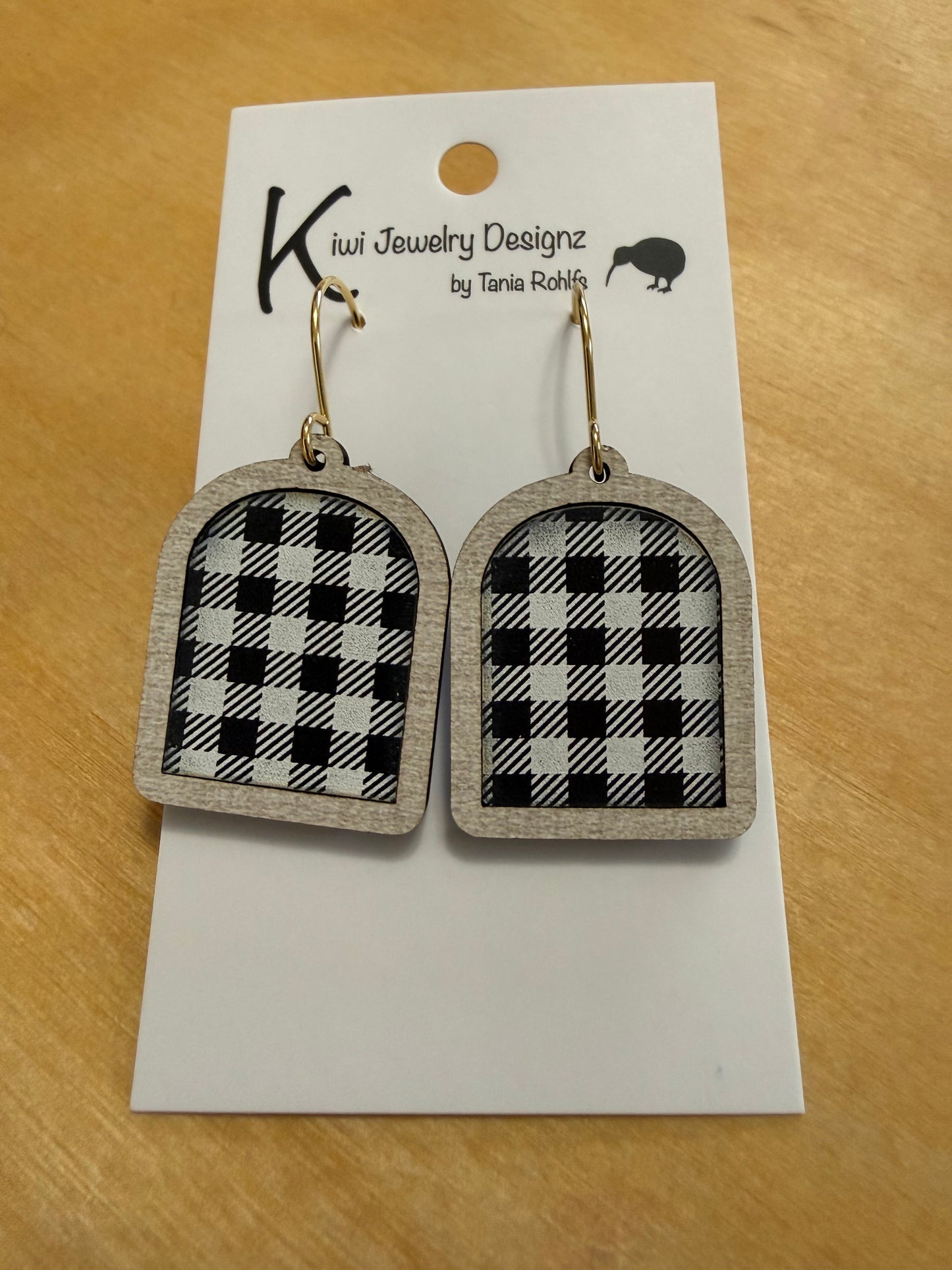 Arch Inlay wood/acrylic earrings