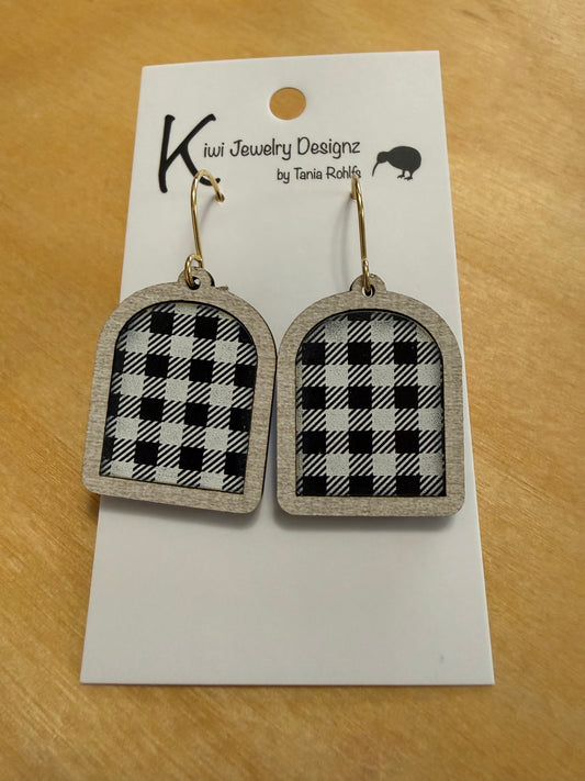 Arch Inlay wood/acrylic earrings