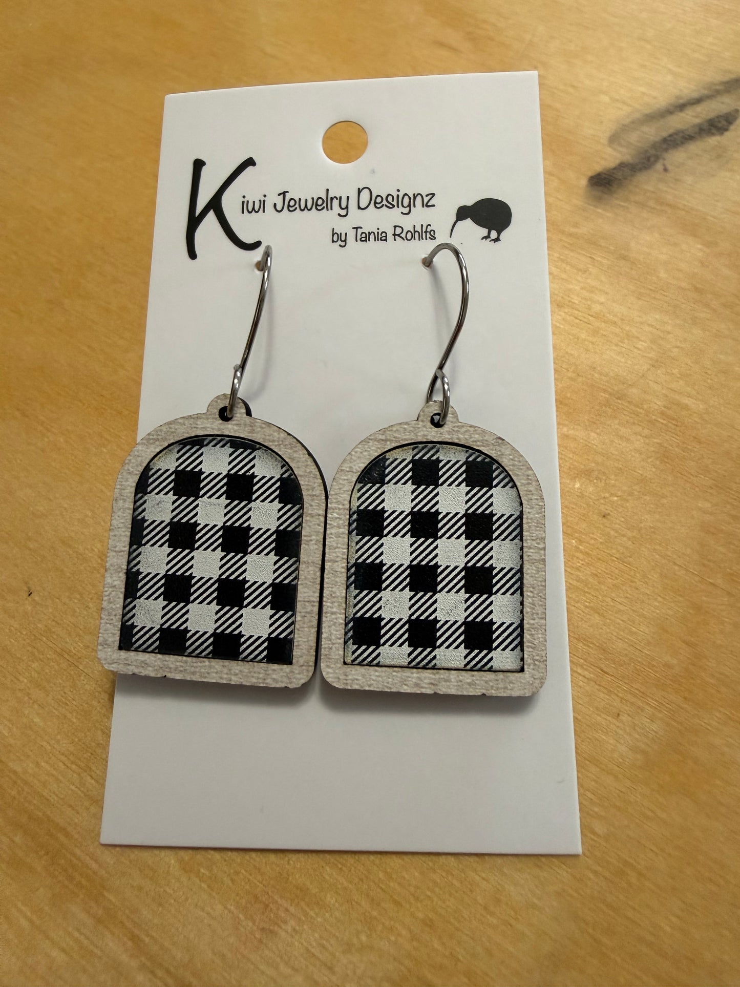 Arch Inlay wood/acrylic earrings