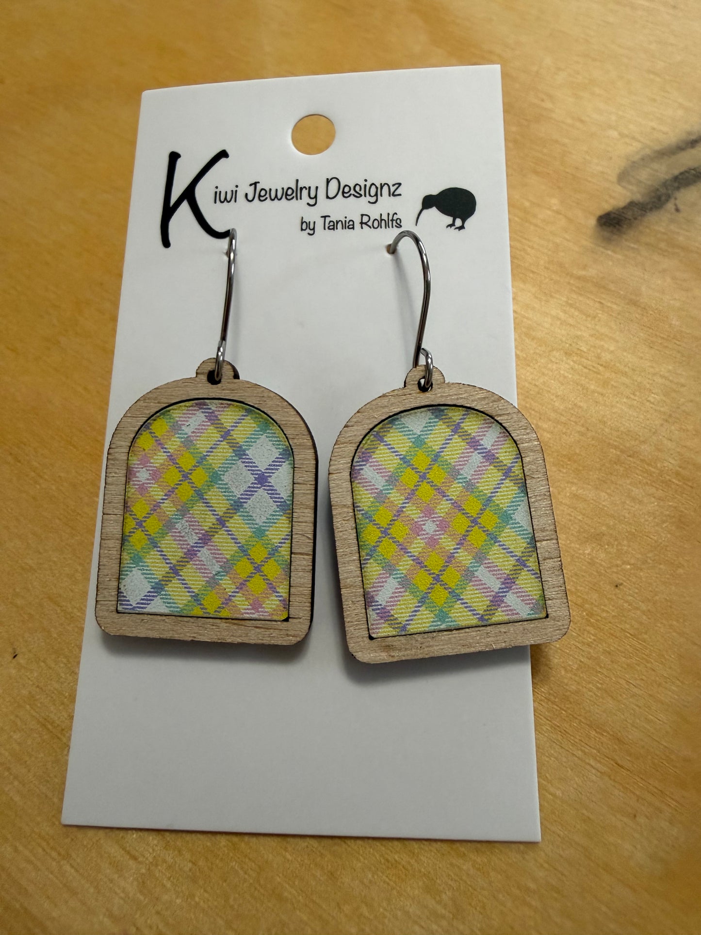 Arch Inlay wood/acrylic earrings