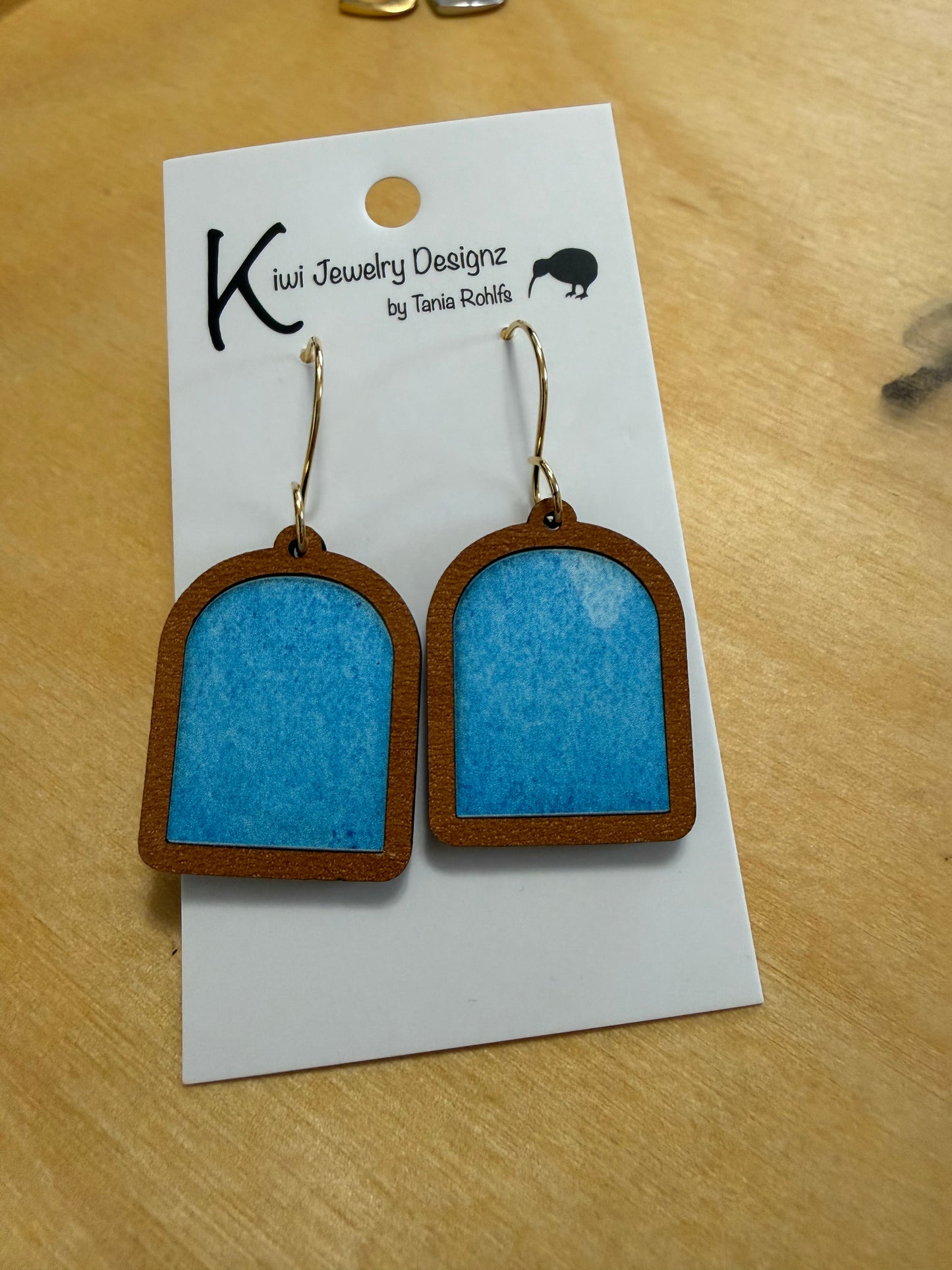 Arch Inlay wood/acrylic earrings