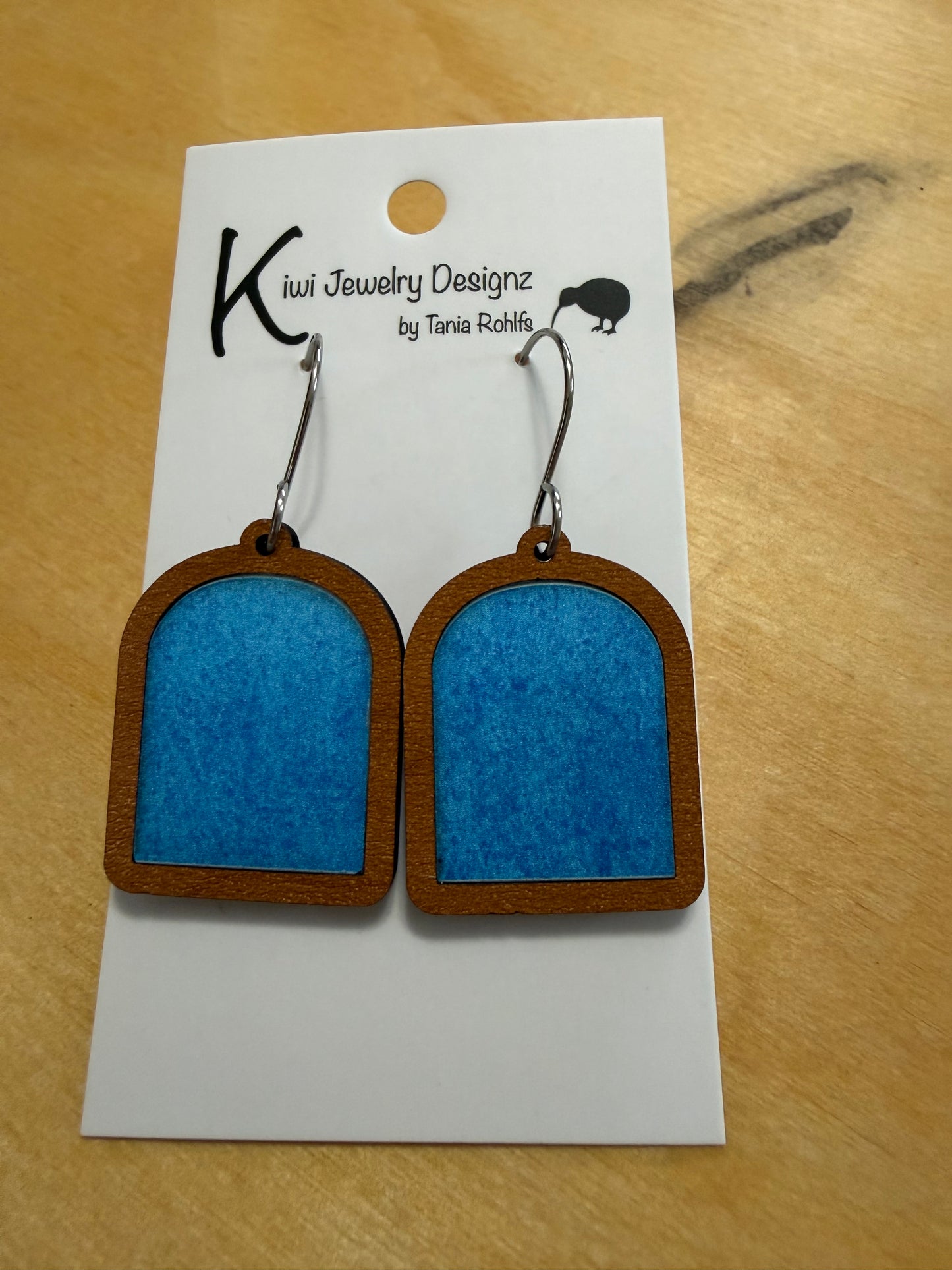 Arch Inlay wood/acrylic earrings