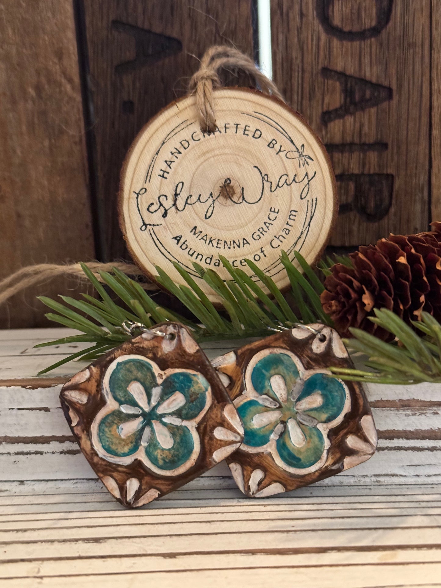 Hand Painted "Moroccan Tile" Clay Earrings