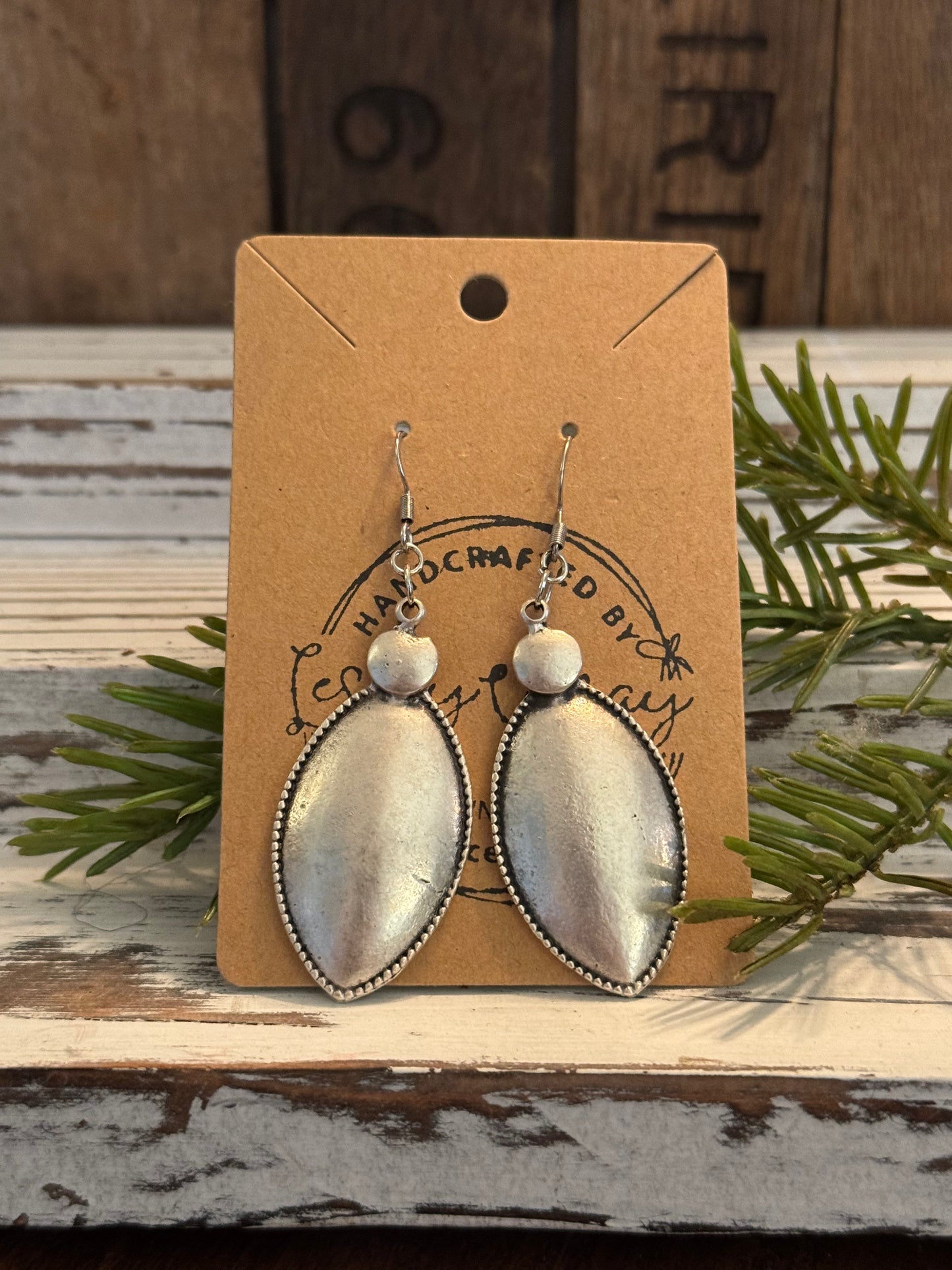 Antique Silver Marquise Earrings