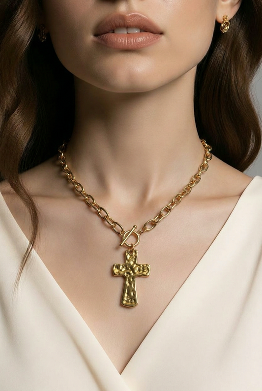 Chunky Cross Pendant Necklace