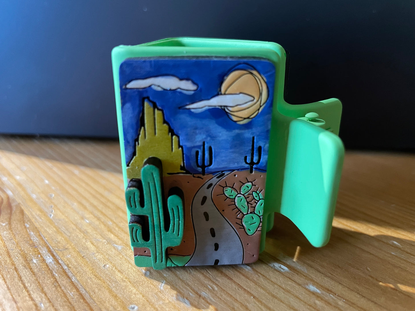 2" hand painted claw clip desert scene